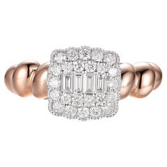 0.75 Carat Taper Diamond Ring in 18 Karat Rose and White Gold