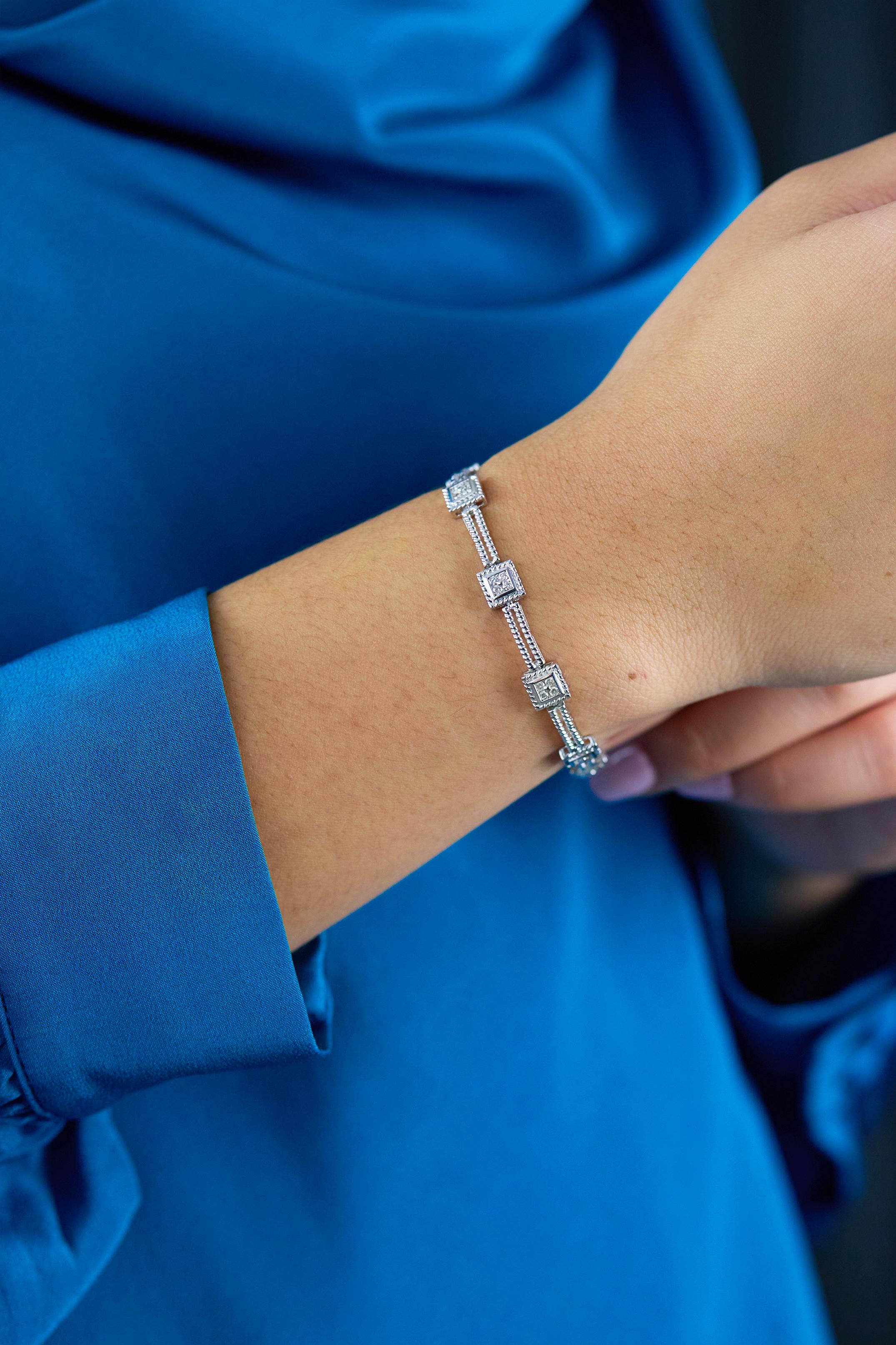 Round Cut Roman Malakov 0.75 Carat Round Brilliant Cut Diamond Rope Fashion Bracelet For Sale