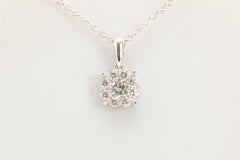 Collana con ciondolo a forma di aureola con diamante da 0,75 carati totali in oro bianco 14 carati