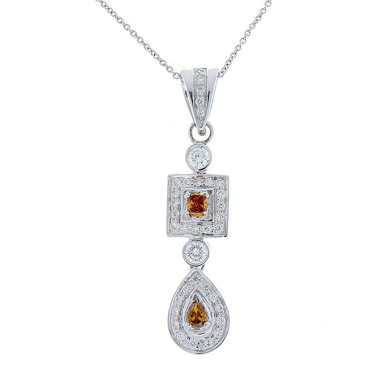 Contemporary 0.75 Carat Total Fancy Brown and White Diamond Pendant Necklace in 18 Karat Gold