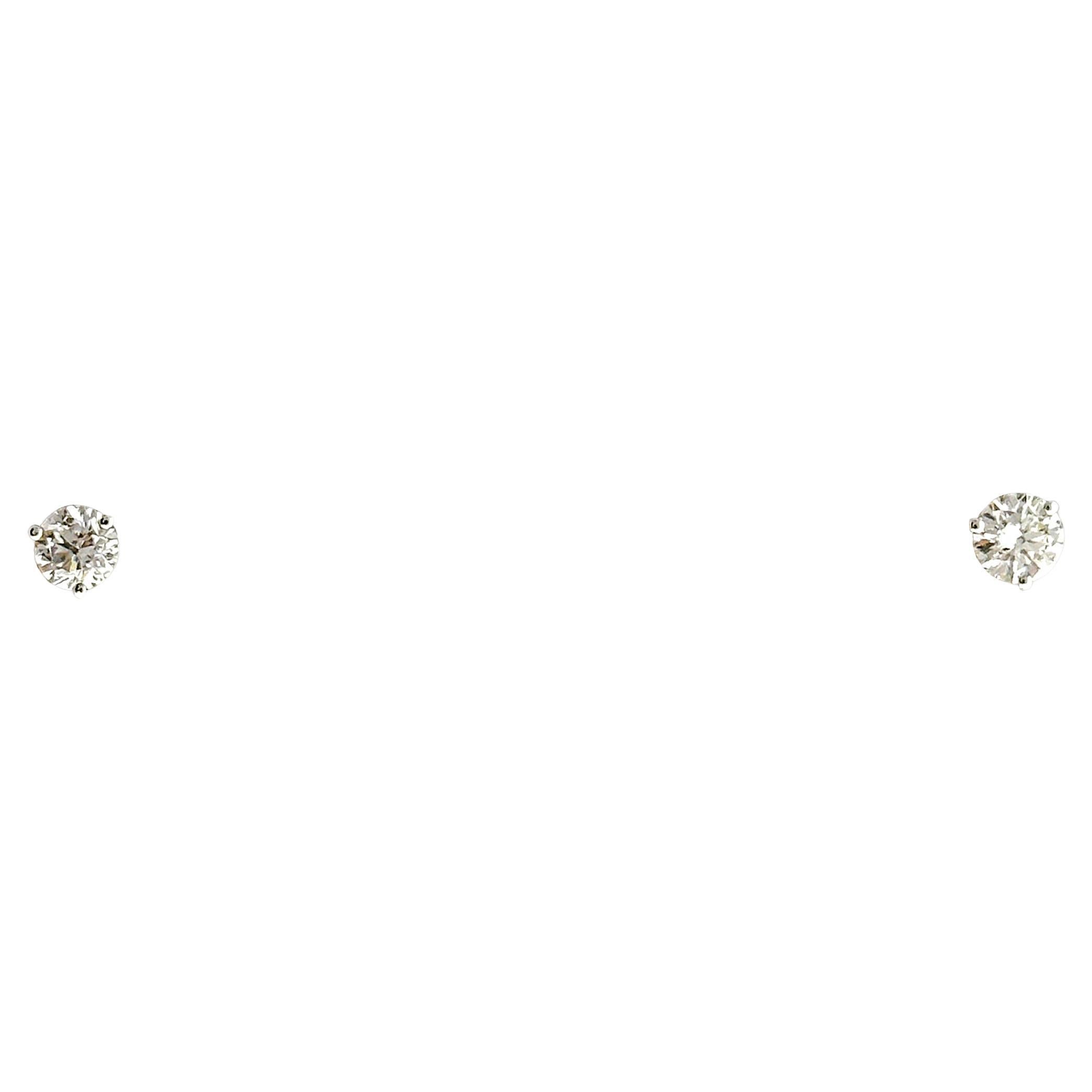 0.75 Carat Total Natural Round Diamond Studs in 14K White Gold For Sale