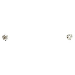 Clous d'oreilles en or blanc 14 carats avec diamants ronds naturels de 0,75 carat au total