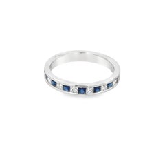 Roman Malakov 0.75 Carat Total Princess Cut Sapphire & Diamond Wedding Band Ring