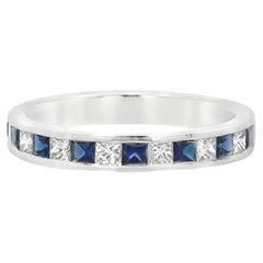 Roman Malakov 0,75 Karat insgesamt Prinzessinnenschliff Saphir & Diamant Ehering
