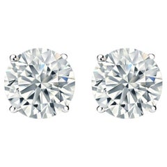 Vintage 0.75 Carat Total Weight Diamond Four Prong Stud Earrings in 14k White Gold