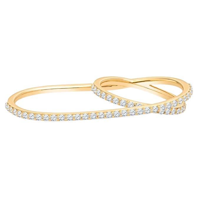 0.75 Carat Total Weight Multi Finger Diamond Ring in 18 Karat Yellow Gold For Sale
