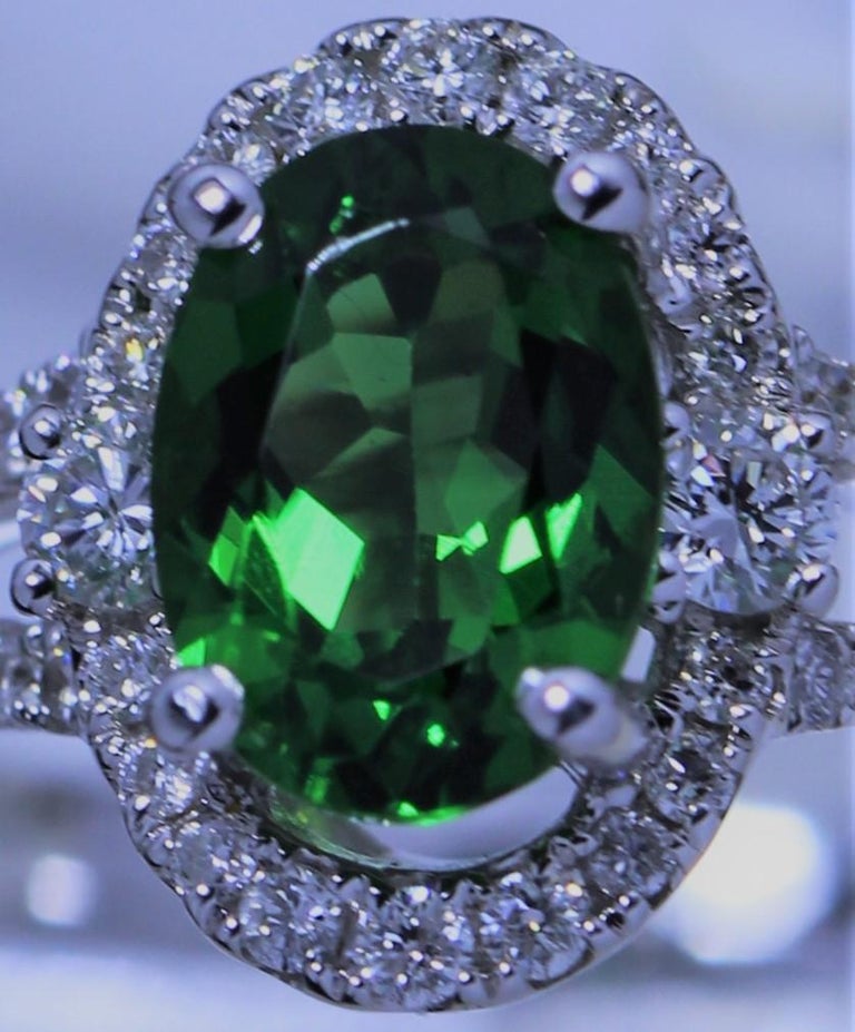 0.75 carat Tsavorite and Diamond Ring For Sale at 1stdibs