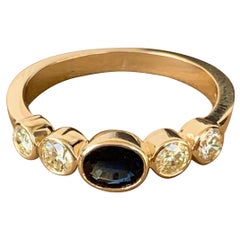 0.75 Carat TW Approx. Diamond and Sapphire Bezel Set 14k Yellow Gold, Ben Dannie