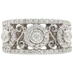 0.75 Carat Antique 3-Stone Diamond Ring Set in 14 Karat White Gold