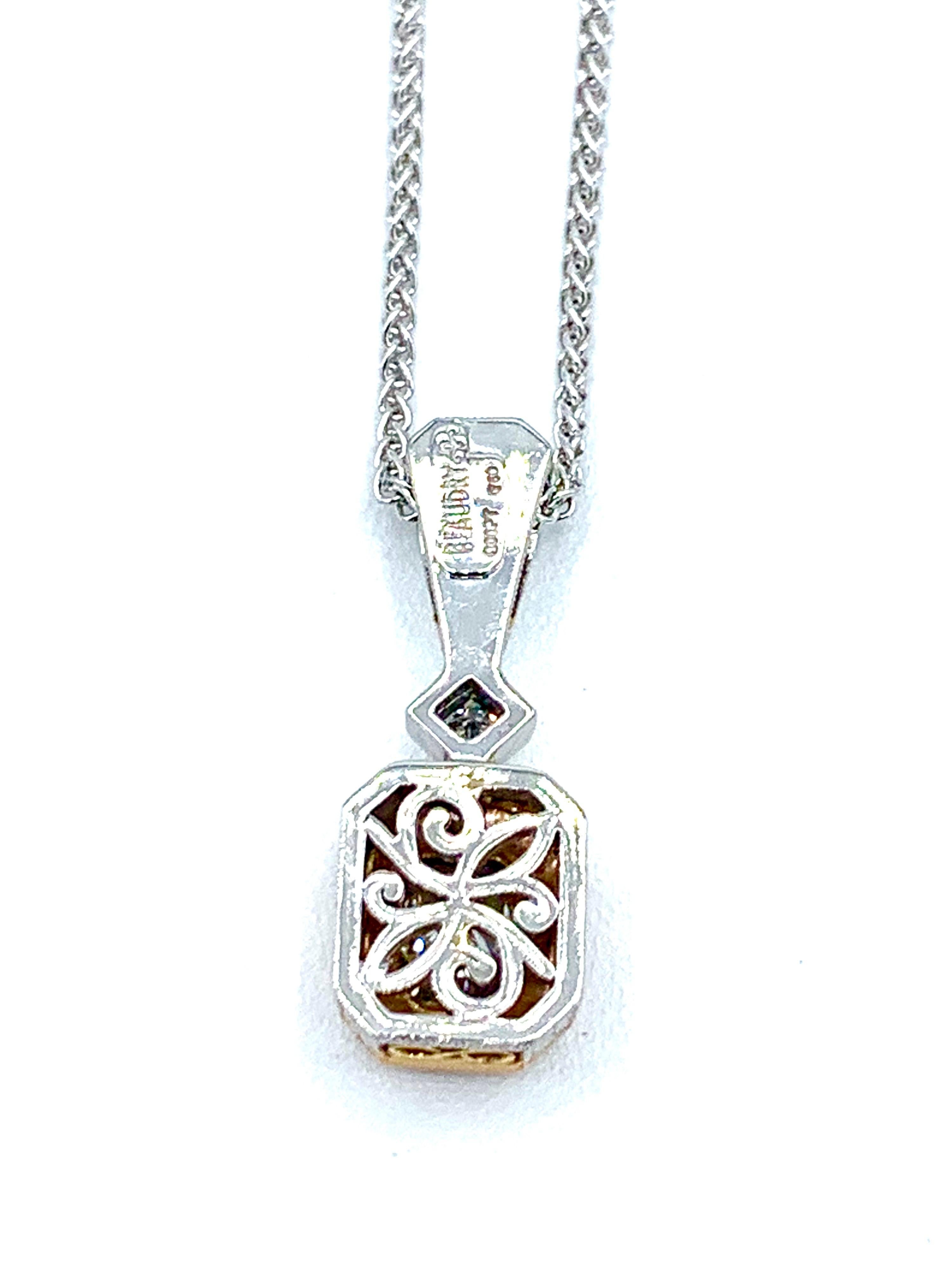 Modern 0.75 Carat White and Pink Diamond Platinum Pendant Necklace