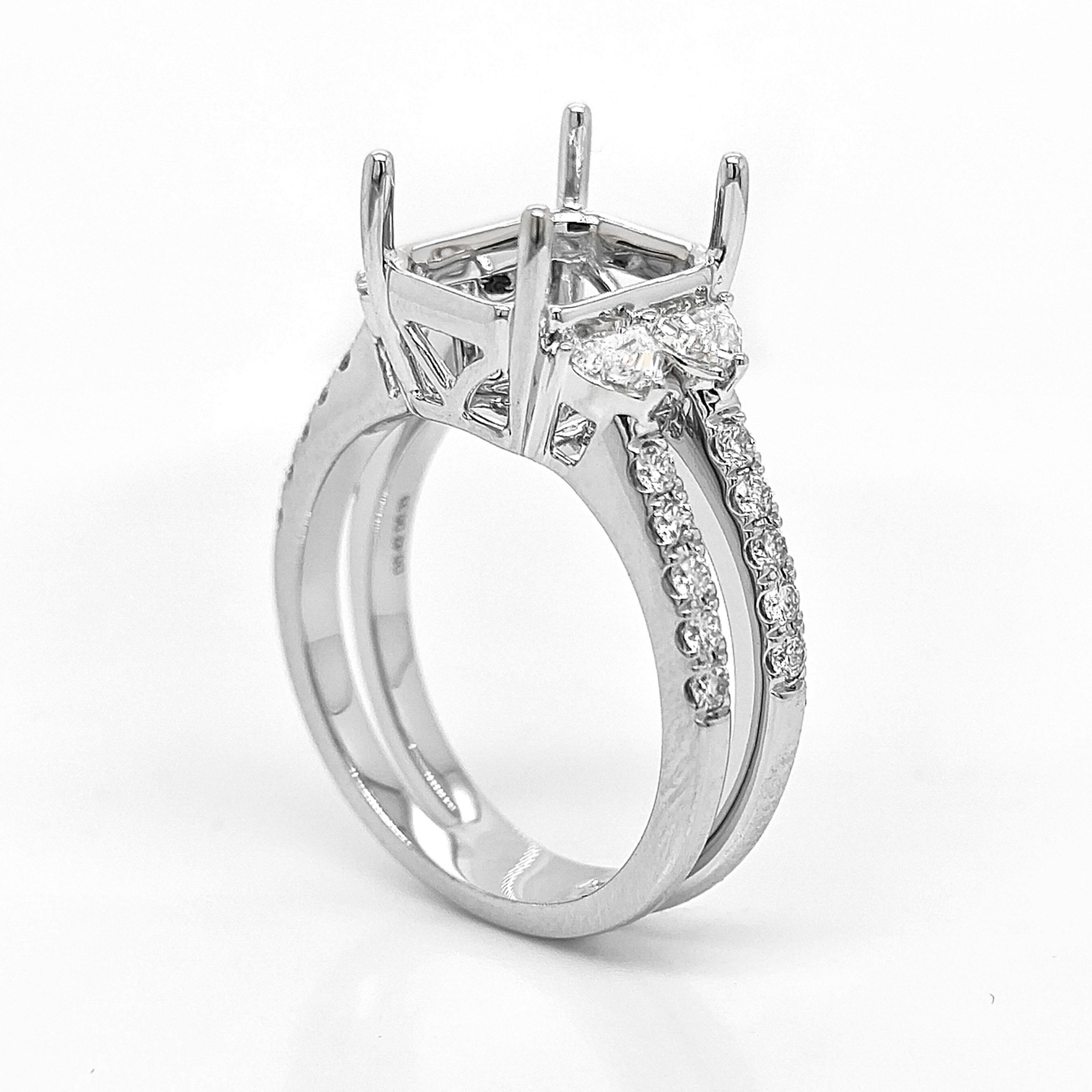Mixed Cut 0.75 Carat White Diamond White Gold Ring For Sale
