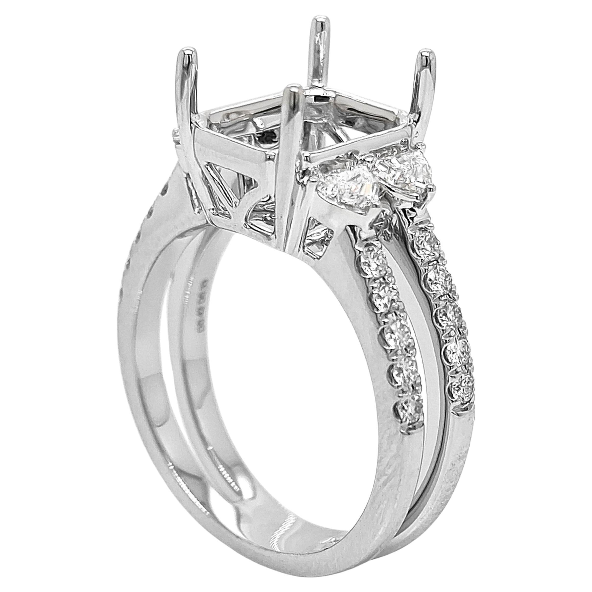 0.75 Carat White Diamond White Gold Ring For Sale