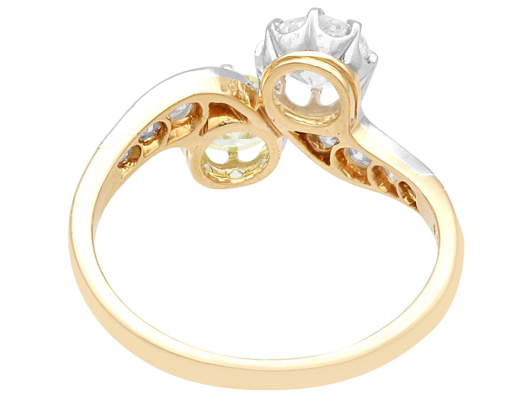 0.75 Carat Yellow Diamond Twist Ring in 18k Yellow Gold In Excellent Condition For Sale In Jesmond, Newcastle Upon Tyne