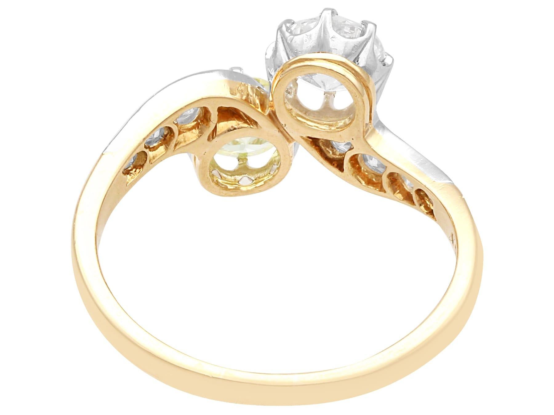 Brilliant Cut 0.75 Carat Yellow Diamond Twist Ring in 18k Yellow Gold For Sale