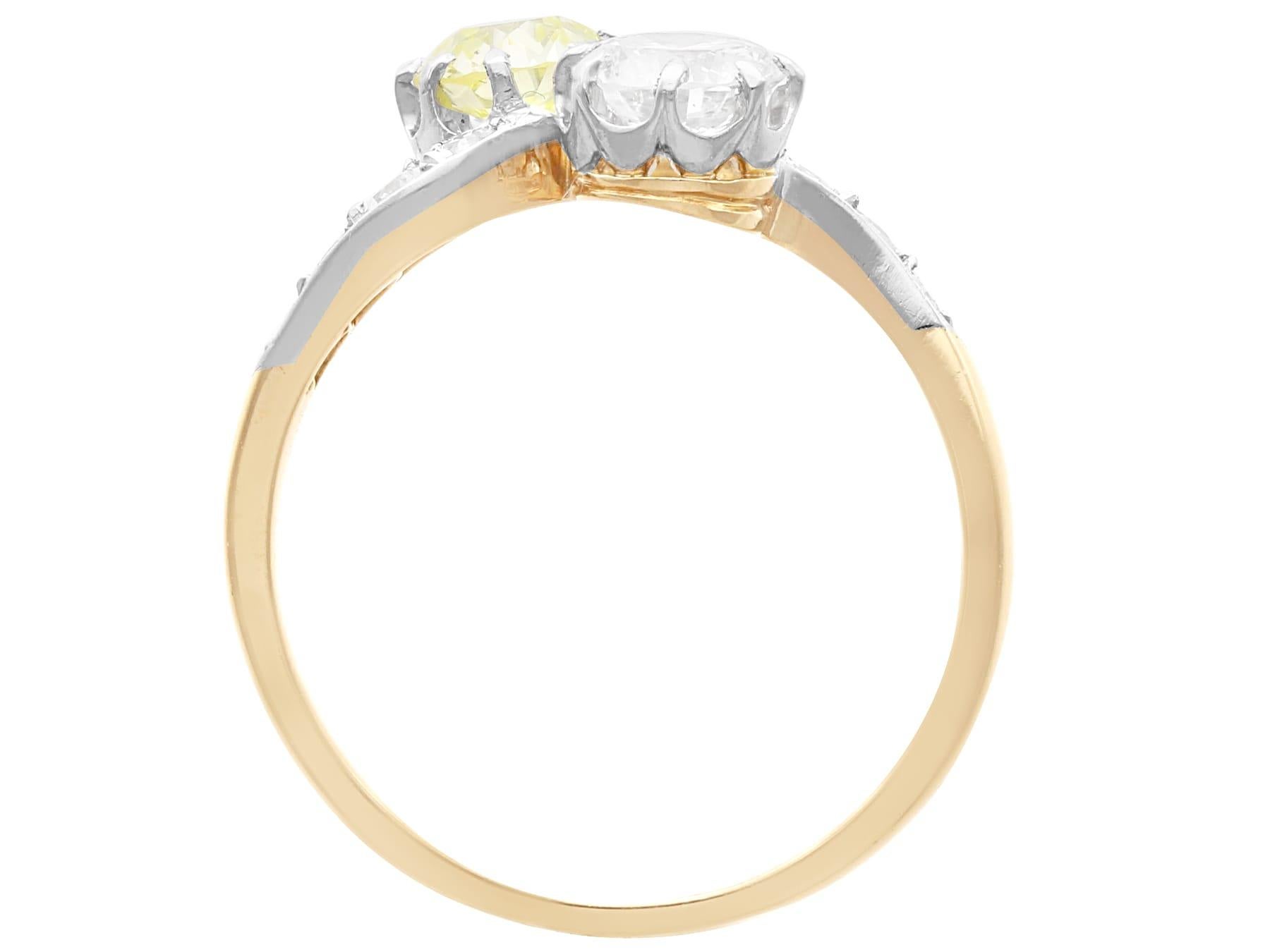 Women's or Men's 0.75 Carat Yellow Diamond Twist Ring in 18k Yellow Gold For Sale