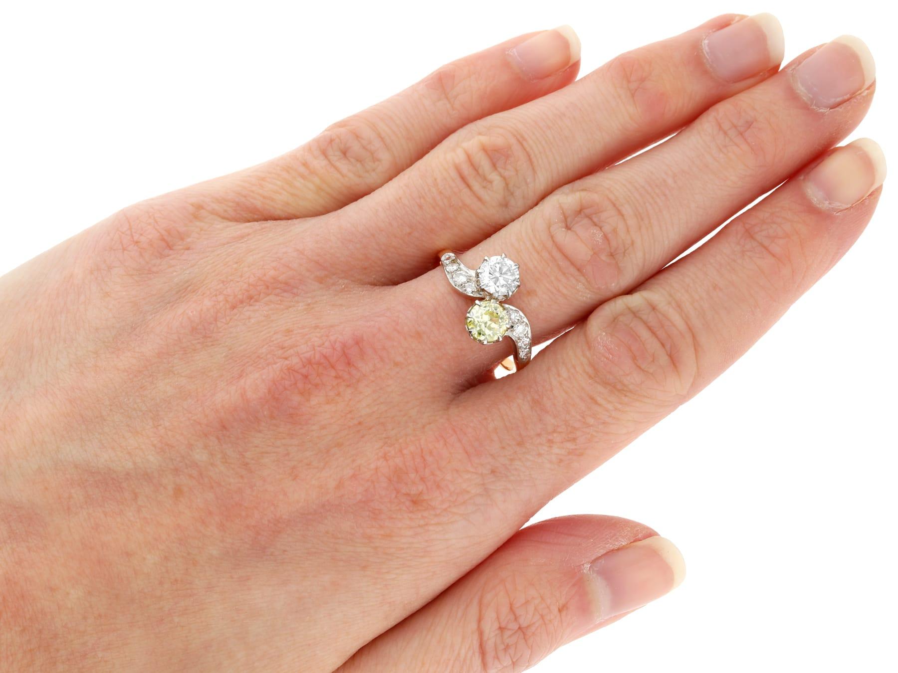 0.75 Carat Yellow Diamond Twist Ring in 18k Yellow Gold For Sale 1