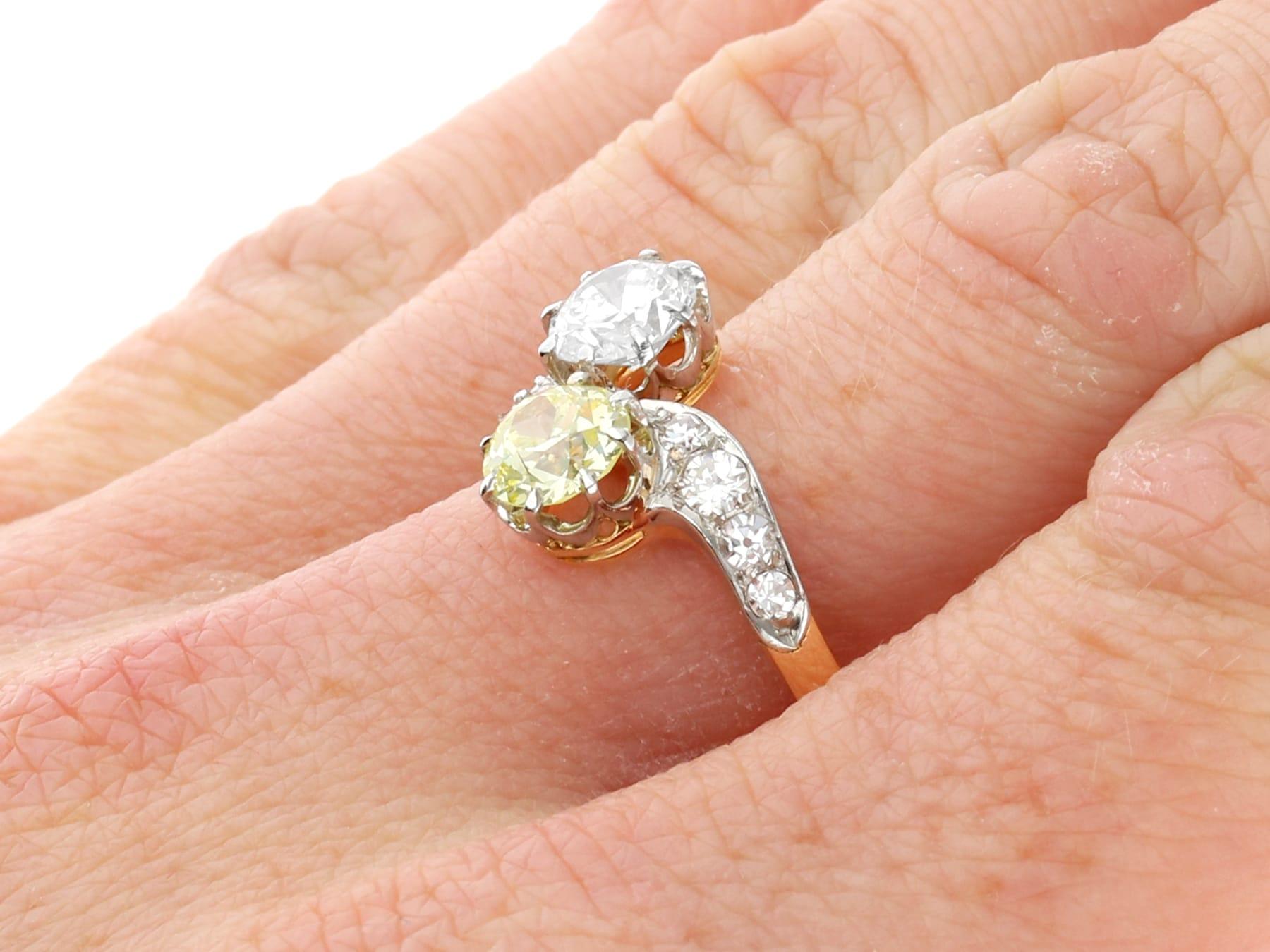 0.75 Carat Yellow Diamond Twist Ring in 18k Yellow Gold For Sale 3