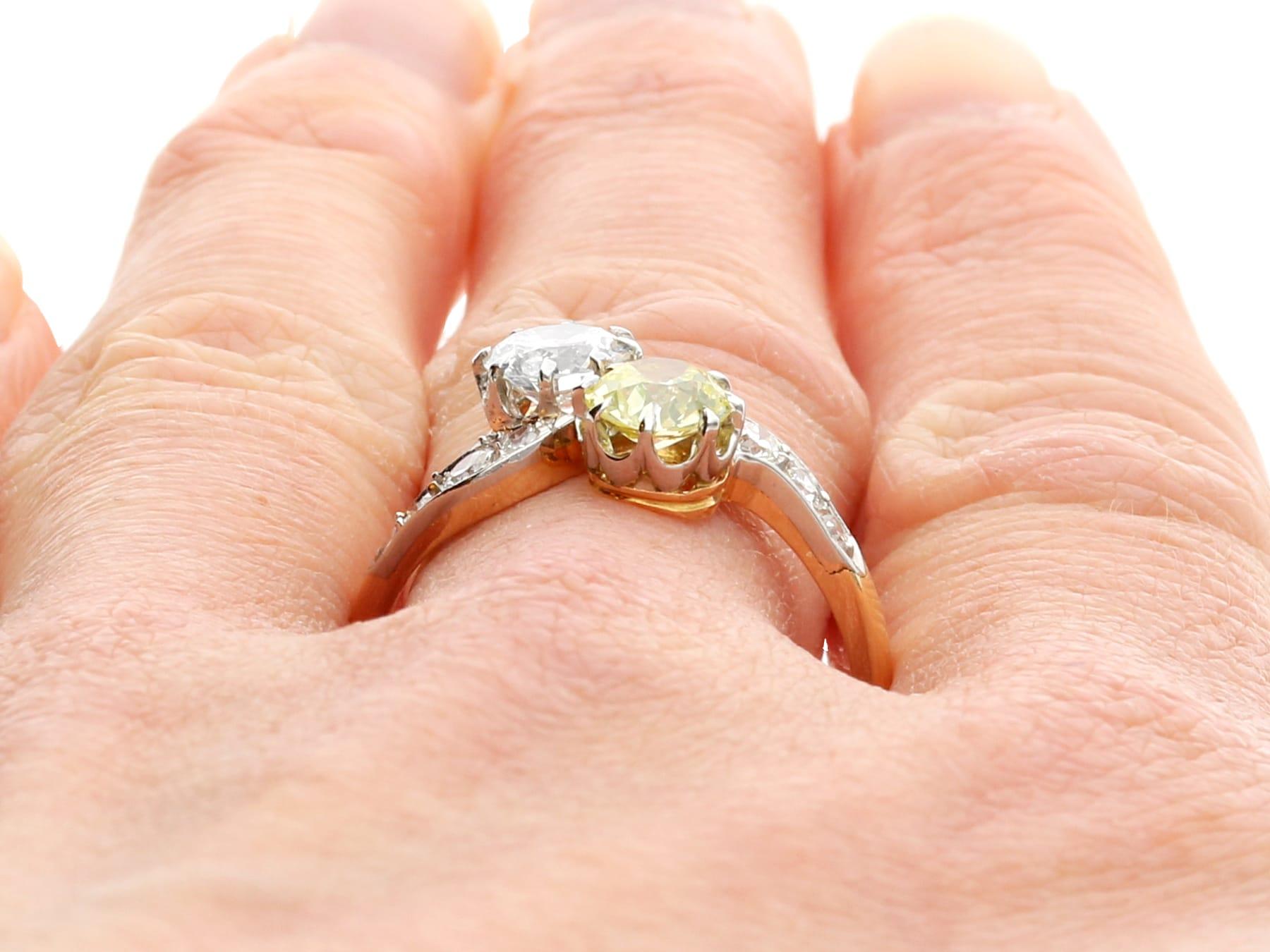 0.75 Carat Yellow Diamond Twist Ring in 18k Yellow Gold For Sale 4
