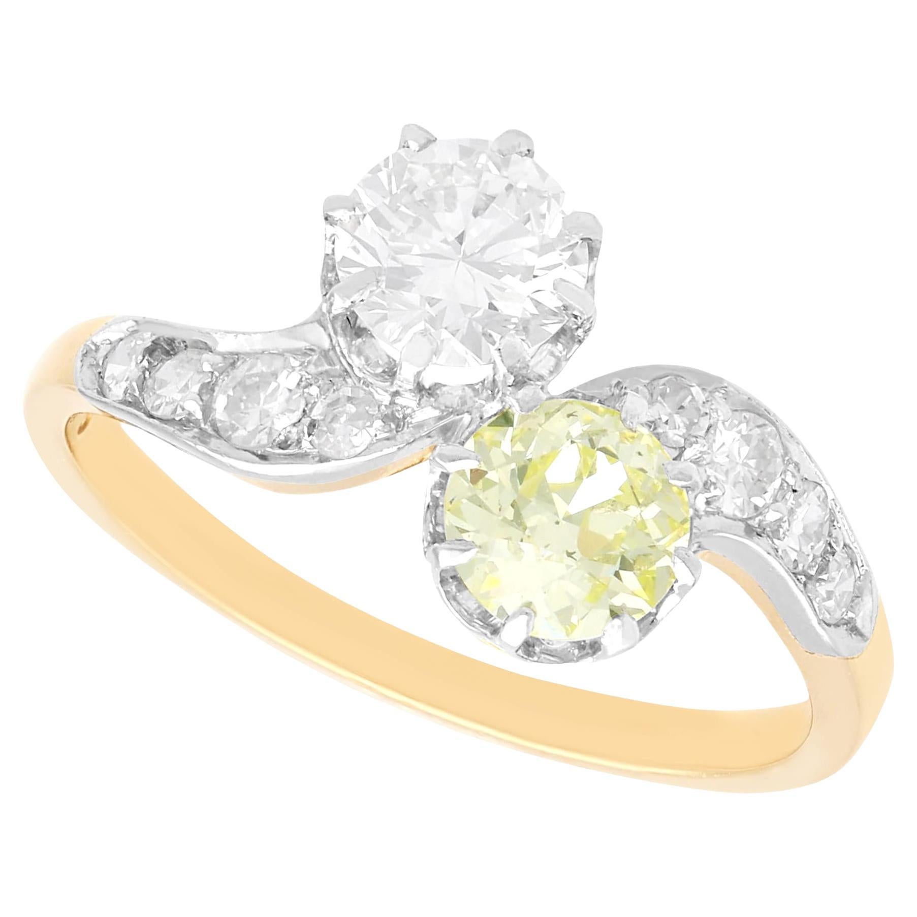 0.75 Carat Yellow Diamond Twist Ring in 18k Yellow Gold For Sale