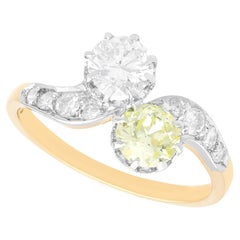 Retro 0.75 Carat Yellow Diamond Twist Ring in 18k Yellow Gold