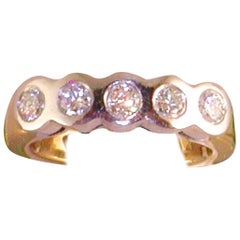 0.75 Carat Yellow White Gold Diamond Memory Ring