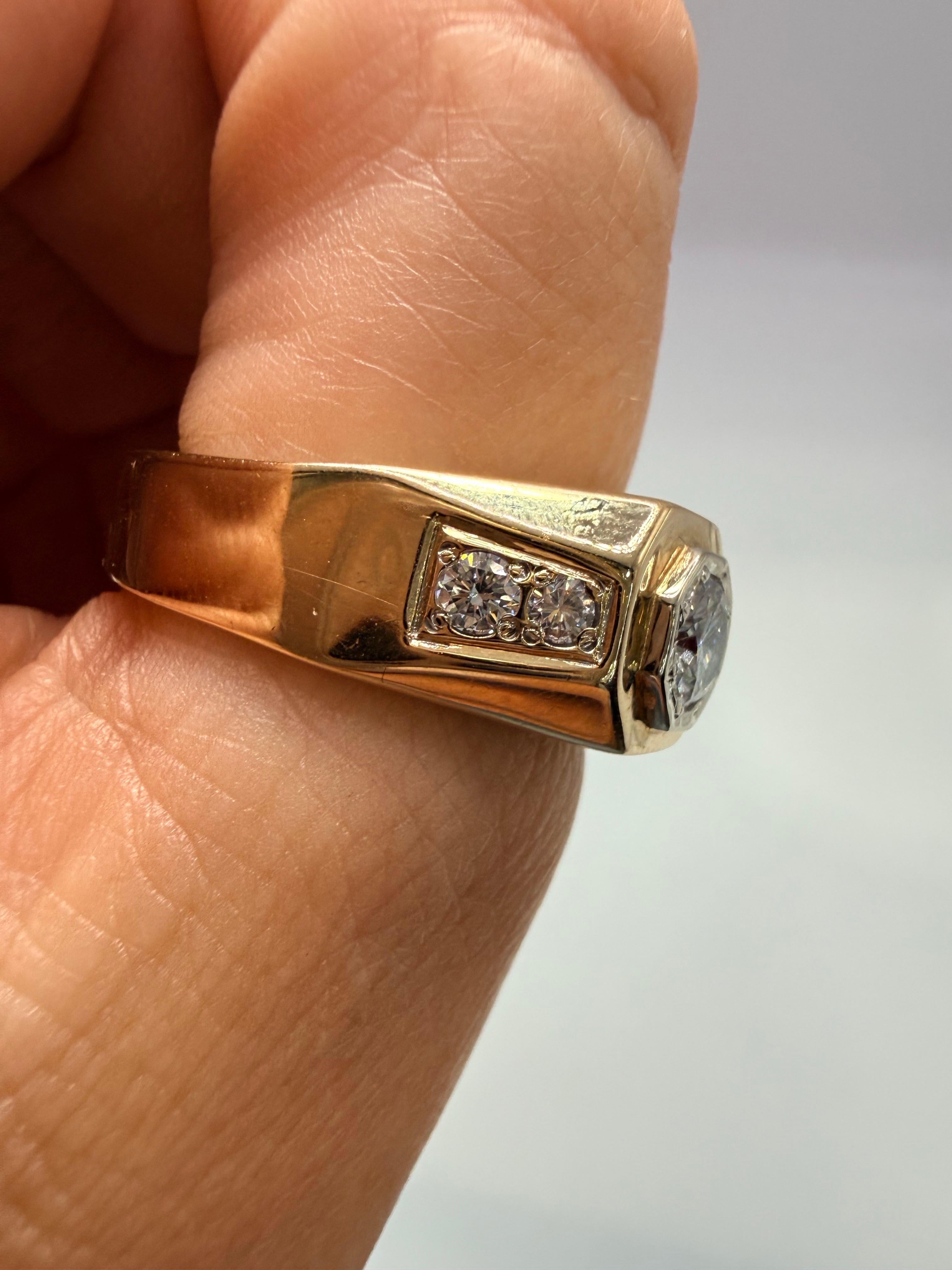 0,75 Karat Herren Diamantring 14KT Gold im Angebot 2