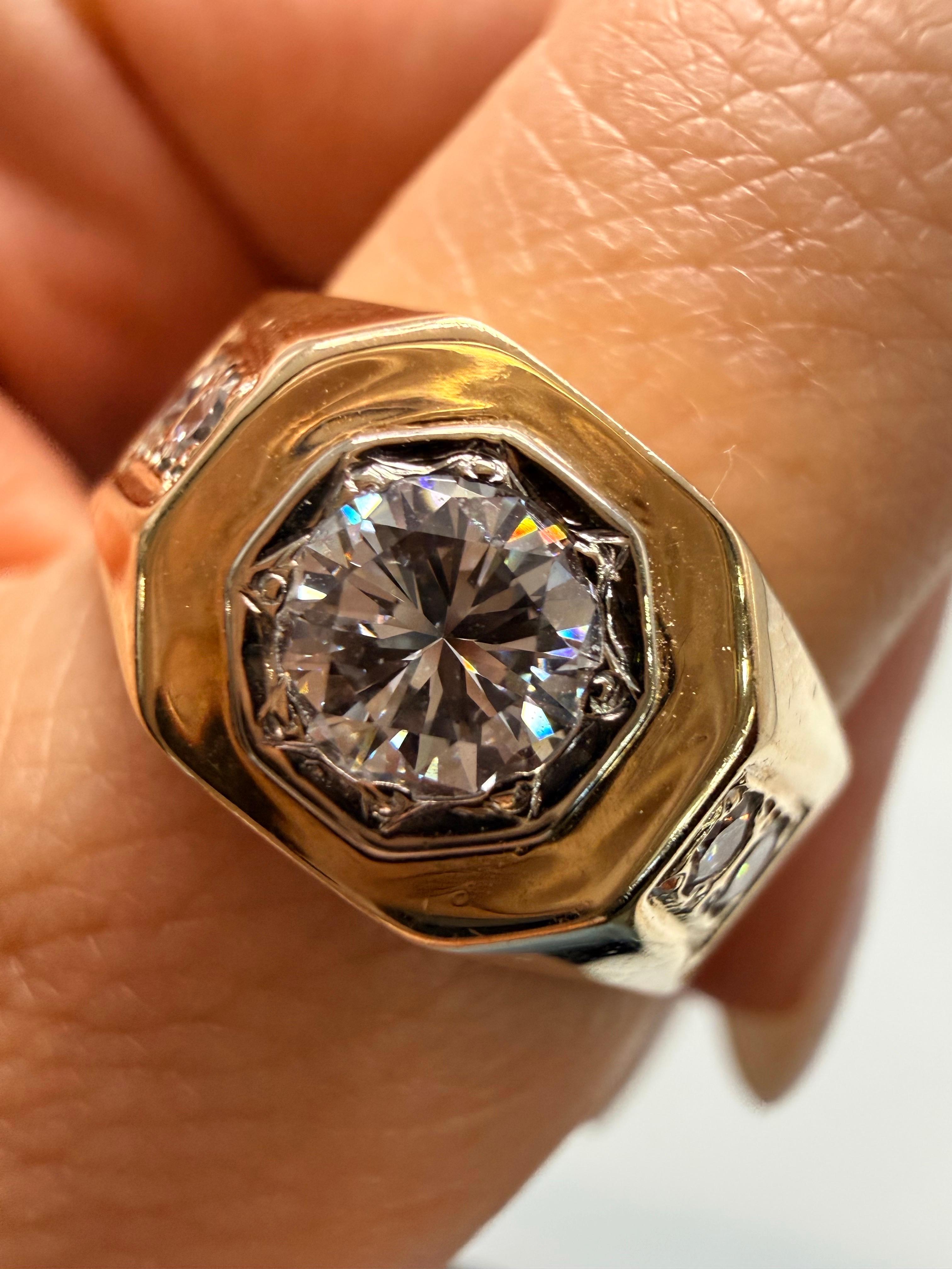 0,75 Karat Herren Diamantring 14KT Gold im Angebot 3