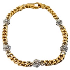 Vintage 0.75 Carats Natural Diamond Cuban Bracelet 14 Karat White gold