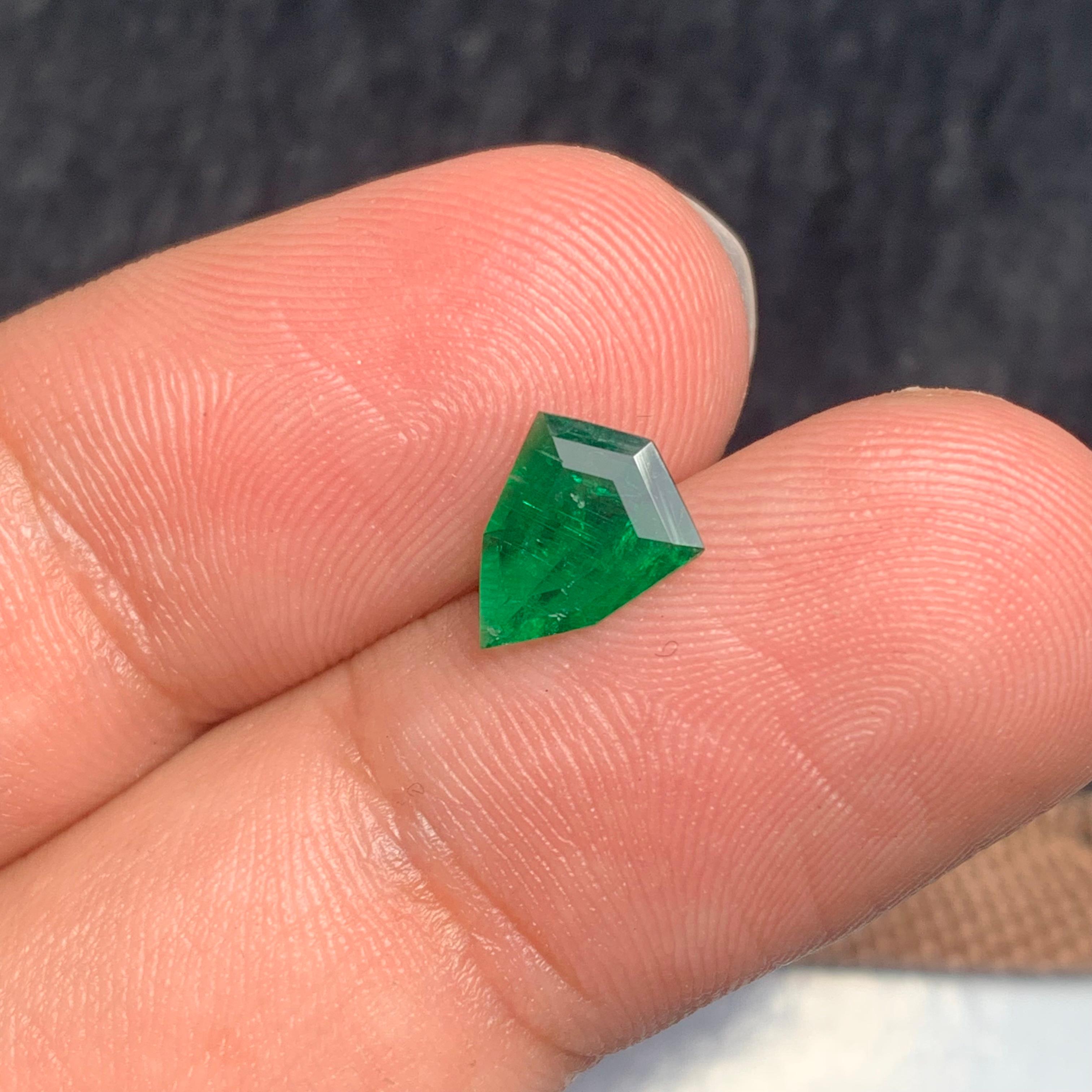 Loose Emerald
Weight: 0.75 Carats
Dimension: 8.9X7.2X2.3 Mm
Origin: Swat Pakistan Mine
Shape: Shield 
Treatment: Non
Certificate: On Demand
.
Wearing an emerald gives strength to the planet Mercury located in the person's horoscope. It enhances the