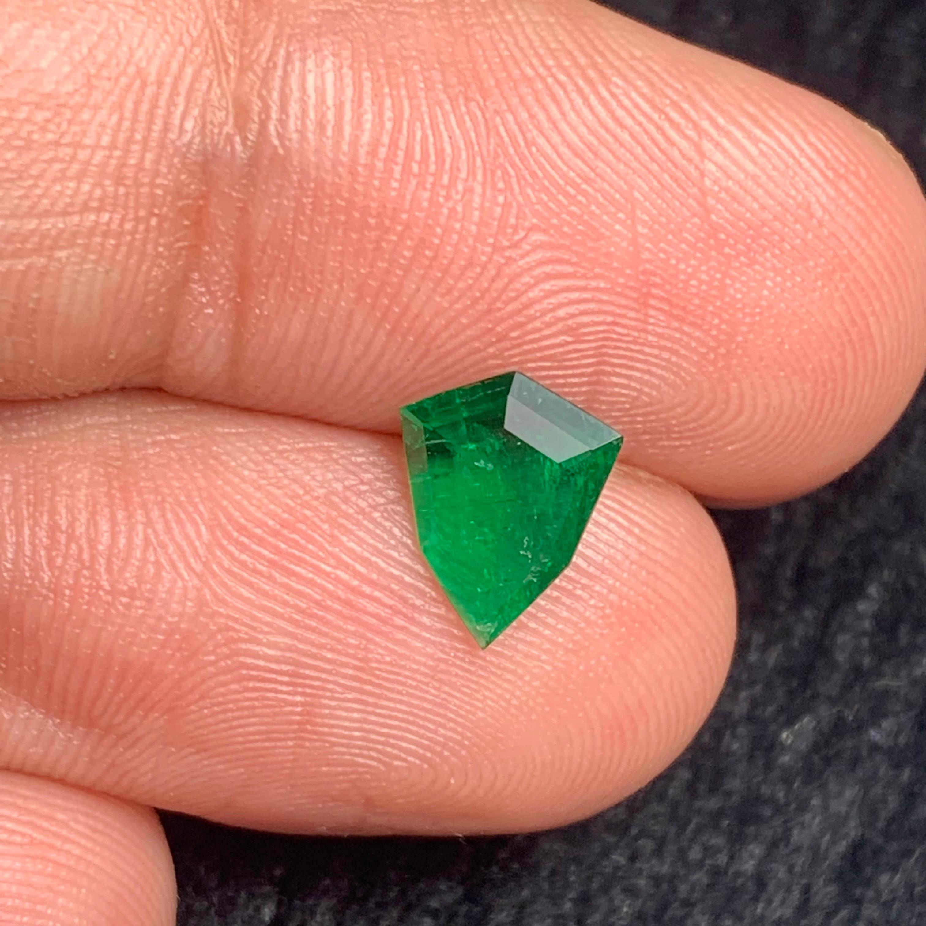 0.75 Carats Shield Shape Loose Green Emerald from Swat Pakistan Mine 1