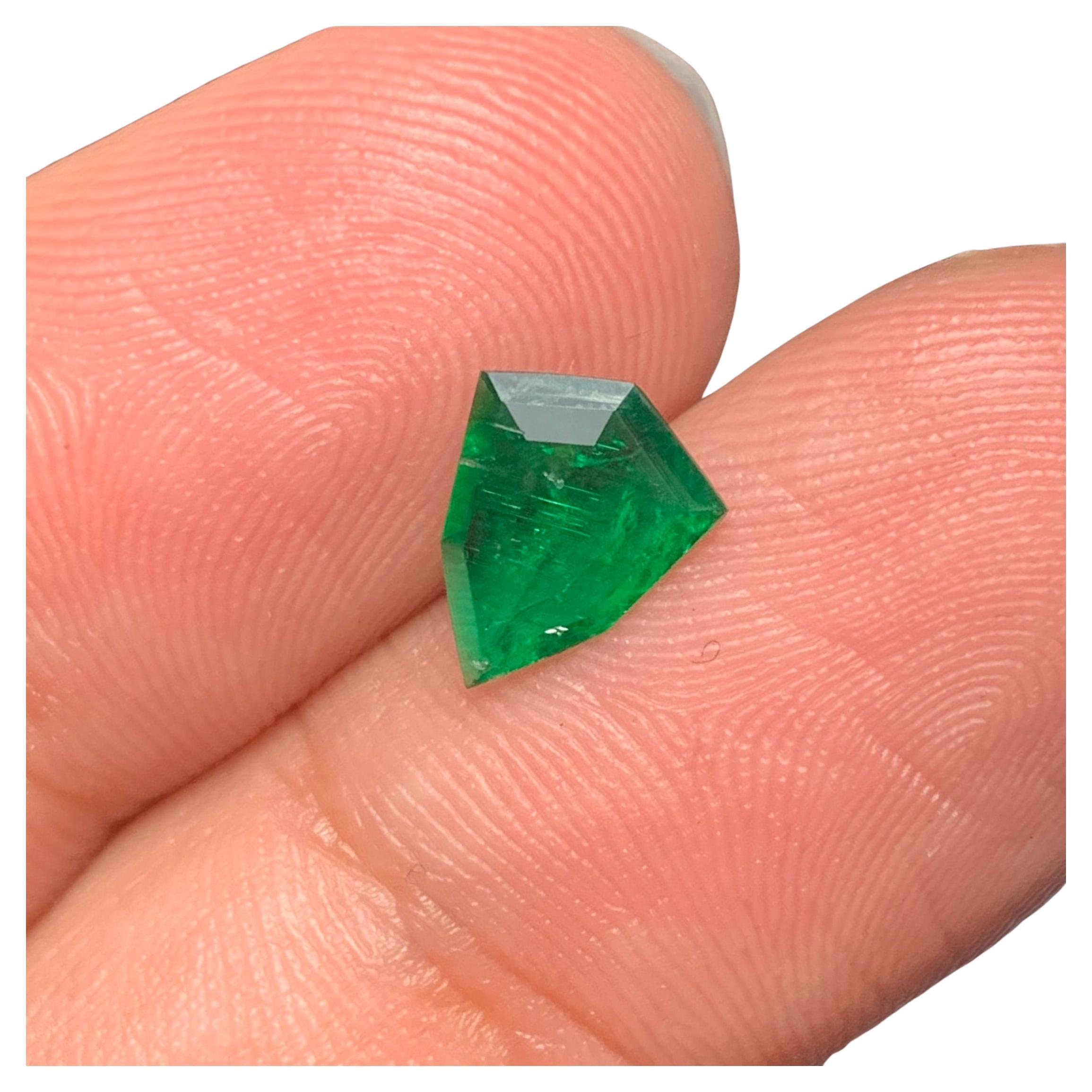 0.75 Carats Shield Shape Loose Green Emerald from Swat Pakistan Mine