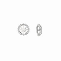 0.75 Ct 2 pointers Natural Diamond Jacket Earrings 14K White Gold center 9 MM