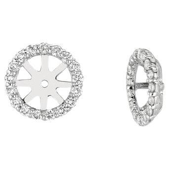 0.75 Ct 2 pointers Natural Diamond Jacket Earrings 14K White Gold center 9 MM