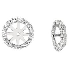 Orecchini con diamanti naturali da 0,75 carati e 2 punte in oro bianco 14K, centro 9 MM