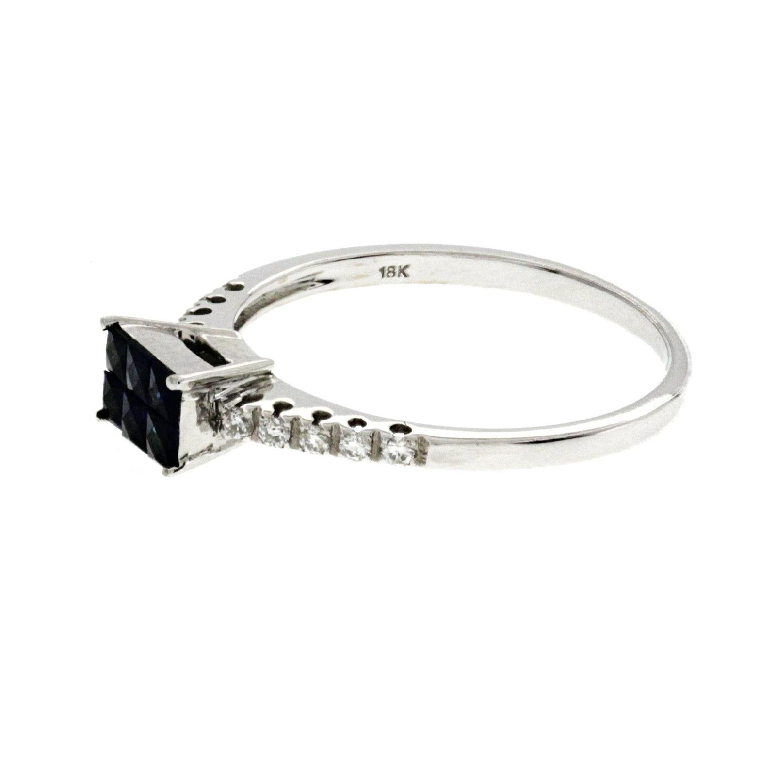 Alliance en or 18 carats avec saphirs bleus de 0,75 carat et diamants de 0,12 carat en vente 1