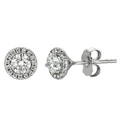 0.75 Ct Pendientes Diamante Natural G SI Oro Blanco 14K