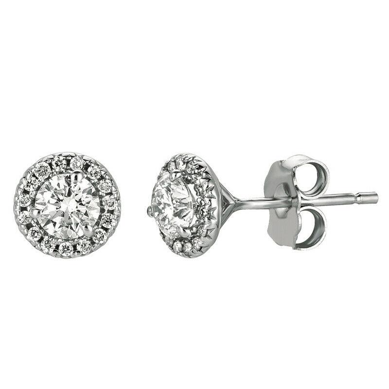 Contemporary 0.75 Ct Natural Diamond Earrings G SI 14K White Gold For Sale
