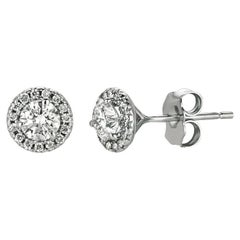 Boucles d'oreilles en or blanc 14 carats avec diamants naturels 0,75 carat G SI