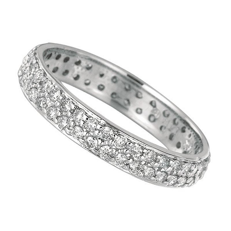 Contemporary 0.75 Carat Natural Diamond Eternity Ring Band G SI Set in 14 Karat White Gold For Sale