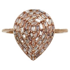 0.75 Ct Natural Pink Diamond Cluster Ring in 9K Rose Gold
