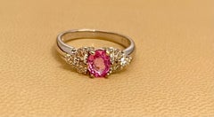 0.75 Ct Natural Pink Sapphire & 0.50 Ct Diamond Ring in 18 Karat White Gold