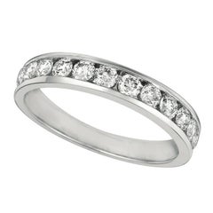 0.75 CT Natural Round Cut Channel Set Diamond Eternity Ring Band G SI 14K White