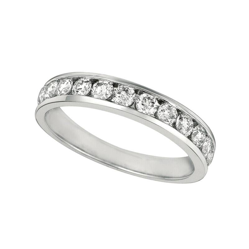 For Sale:  0.75 CT Natural Round Cut Channel Set Diamond Eternity Ring Band G SI 14K White