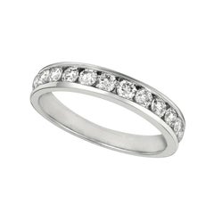 0.75 CT Natural Round Cut Channel Set Diamond Eternity Ring Band G SI 14K White 