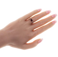 0.75 Carat Ruby and 0.12 Carat Diamonds 18 Karat White Gold Wedding Band Ring