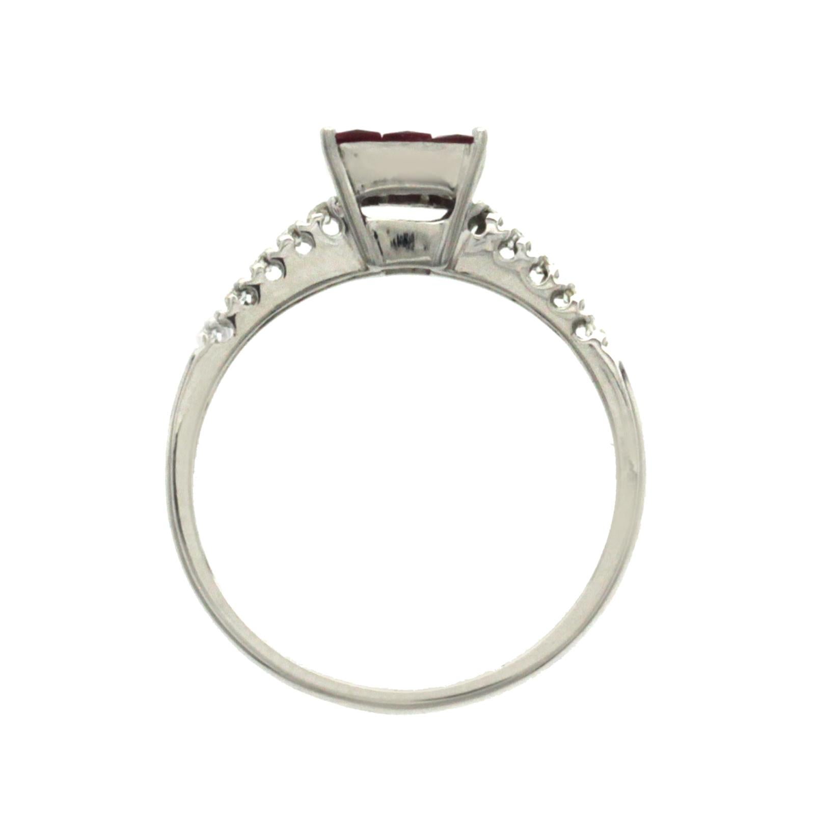 0.75 Carat Ruby and 0.12 Carat Diamonds 18 Karat White Gold Wedding Band Ring For Sale 1