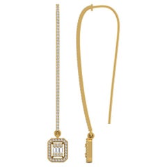 0,75 Ct. Purezza SI Colore HI Orecchini a gancio con diamante Baguette Oro giallo 18 carati