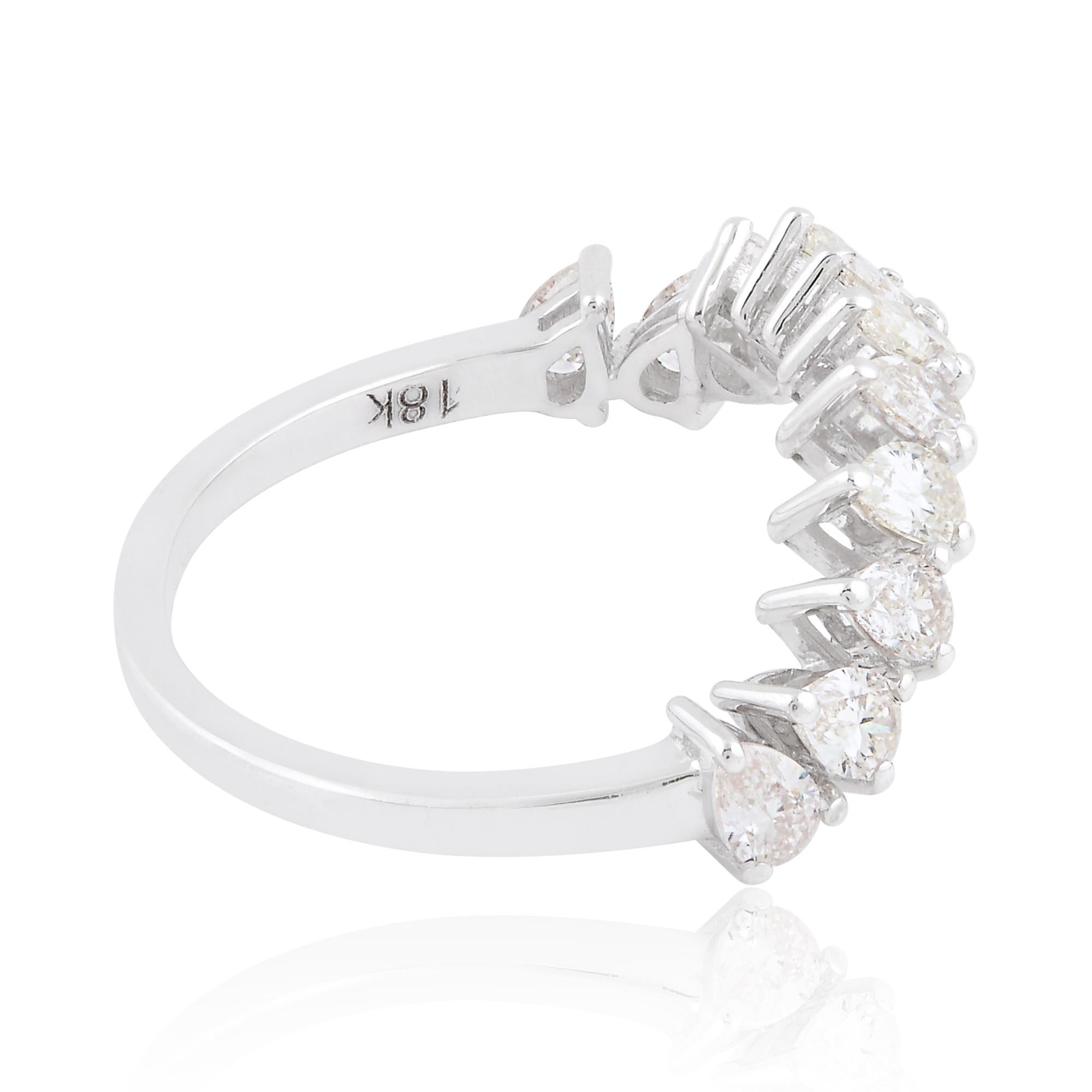 For Sale:  0.75 Ct SI Clarity HI Color Pear Diamond Curve Design Ring 18 Karat White Gold 2