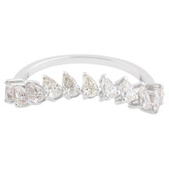 0,75 Karat SI Reinheit HI Farbe Birnenschliff Diamant Curve Ring 18 Karat Weißgold Schmuck