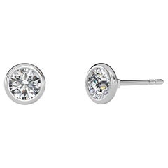 0.75 Carat Tw Natural Diamond 14k Gold Bezel Setting Stud Earring